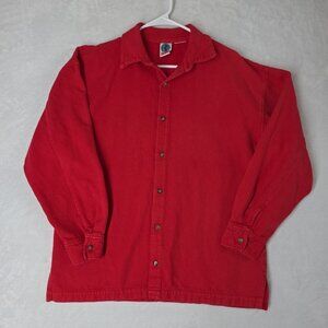 Wek The World Big Easy Shacket Shirt Jacket Size L-XL Red Denim USA VTG Read